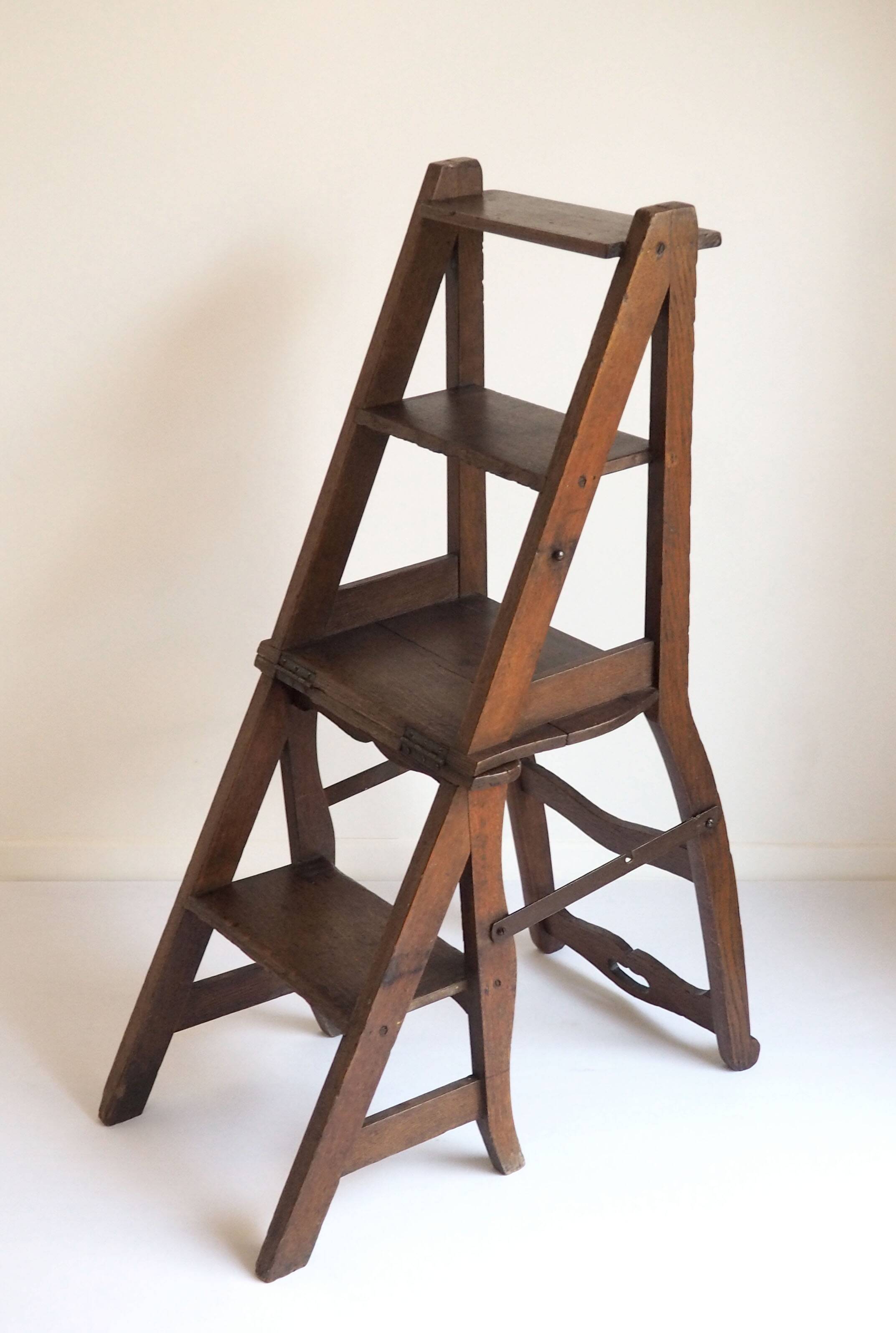 Old wooden chair stepladder