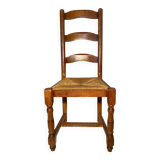 Set of 6 solid wood chairs with straw seat - Rustic style