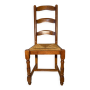 Set of 6 solid wood chairs with straw seats - Rustic style