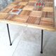 Table basse rotin et céramique années 50