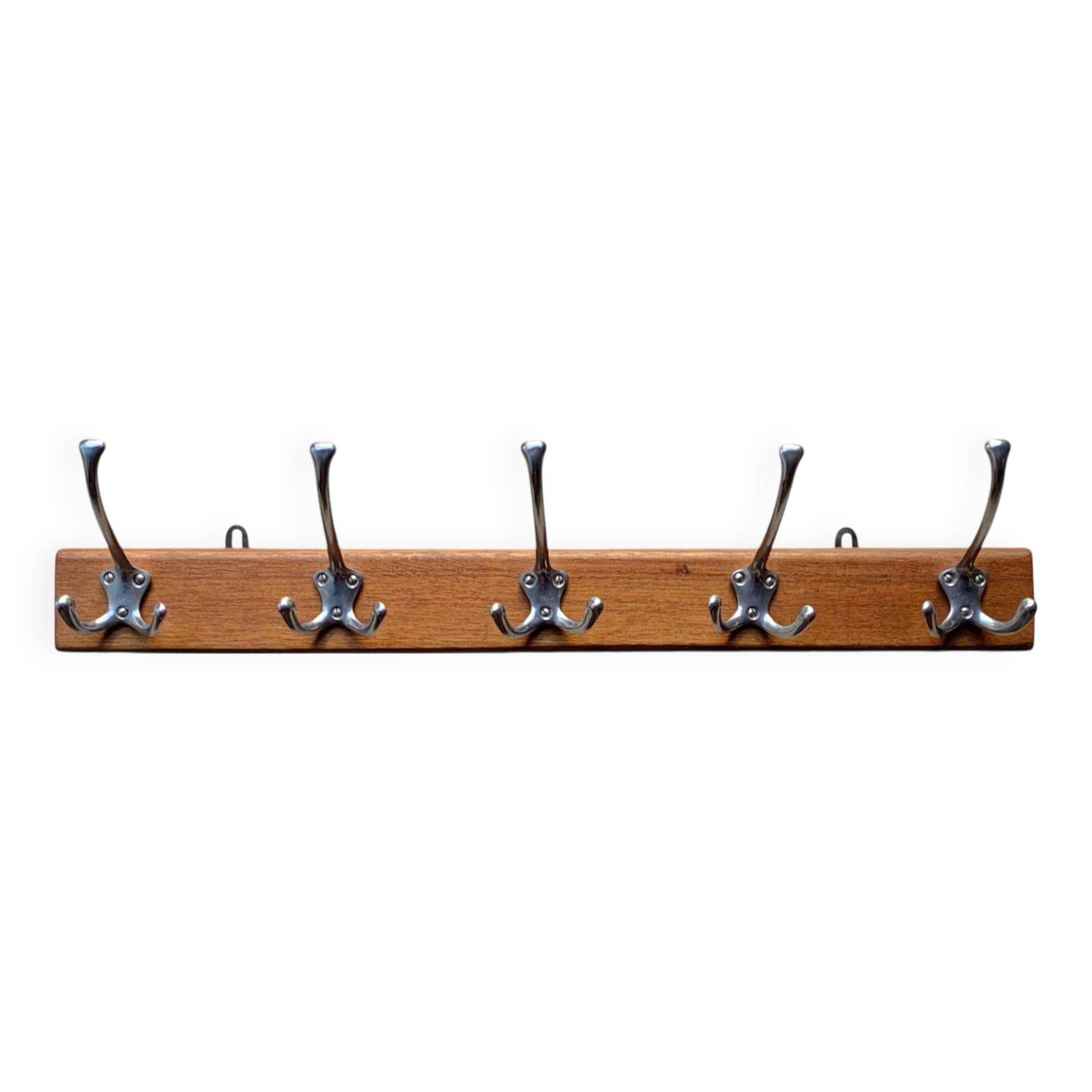 Vintage wooden wall coat rack - 5 hooks