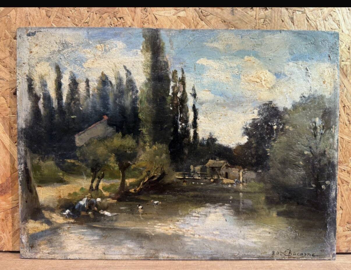 Paul Charles Chocarne (1855–1936)  Les Lavandières au bord de l’eau (a