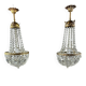 Pair of bronze and crystal chandelier pendants, late 19th century.