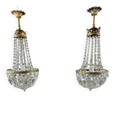 Paire de suspensions en bronze et cristal, fin XIXe