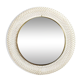 Round gold metal mirror 1950