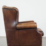 Sheep leather wing chair with patina