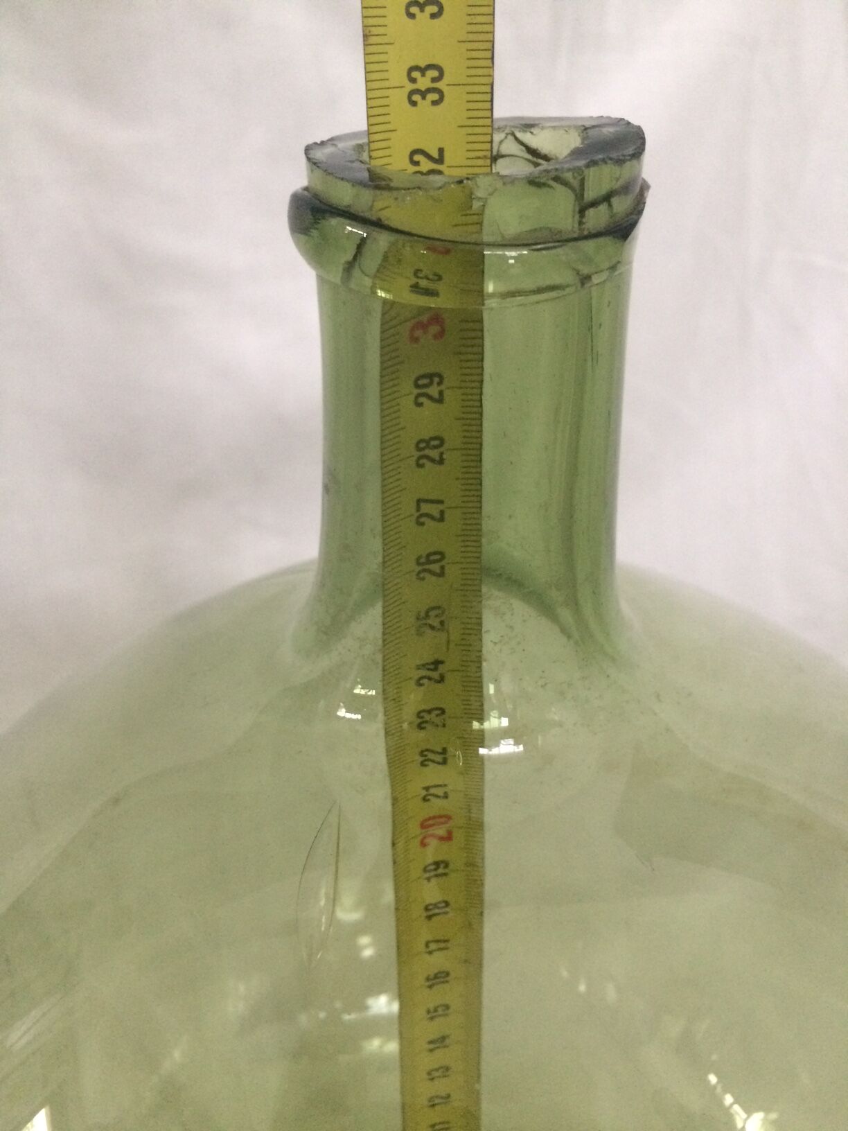 Dame-jeanne ancienne verte transparente  8, 10L