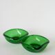 Pair of green colored glass storage compartments, in the Murano style, 1970