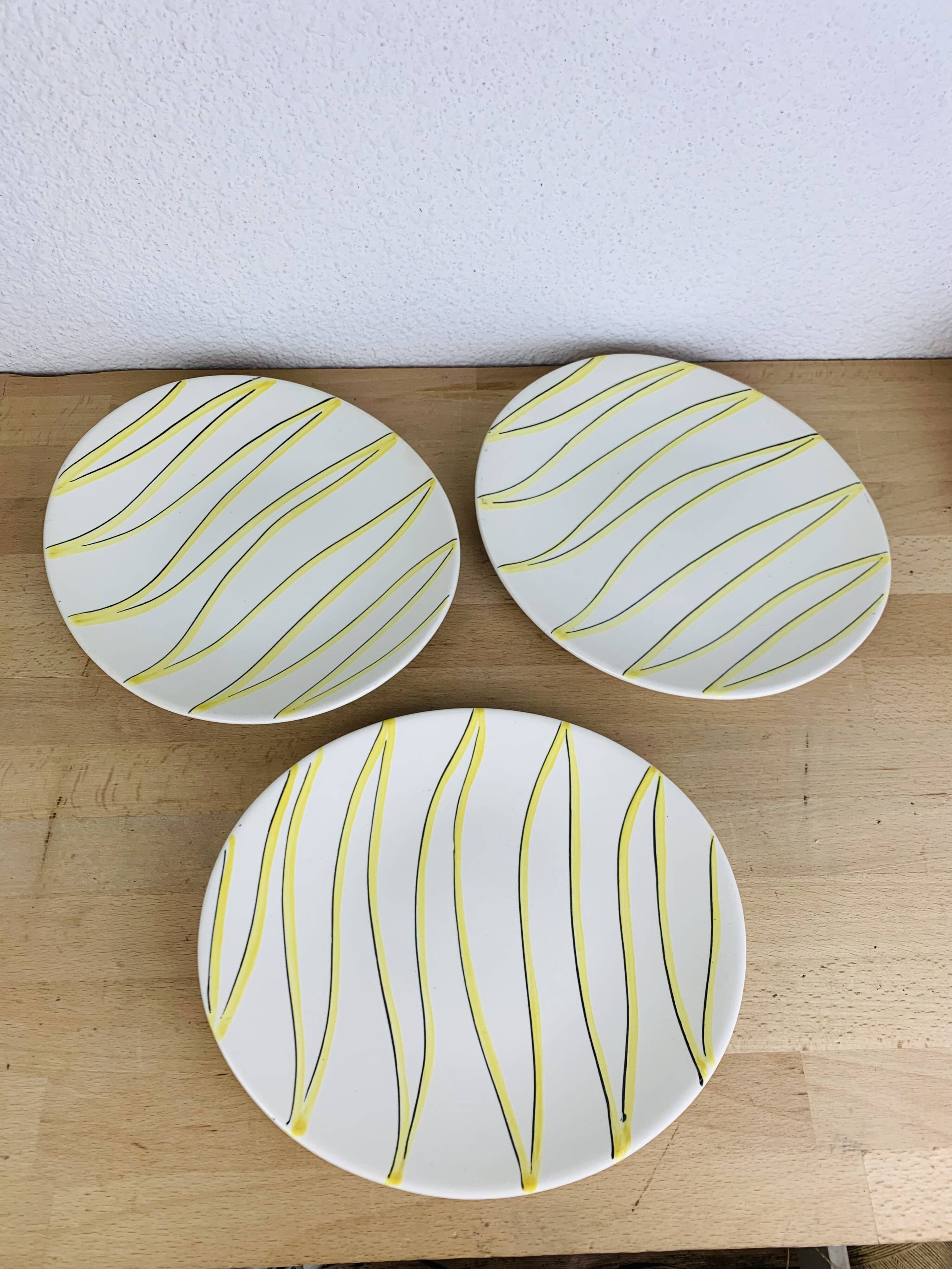 12 ceramic plates, Aurore model by Salins, vintage