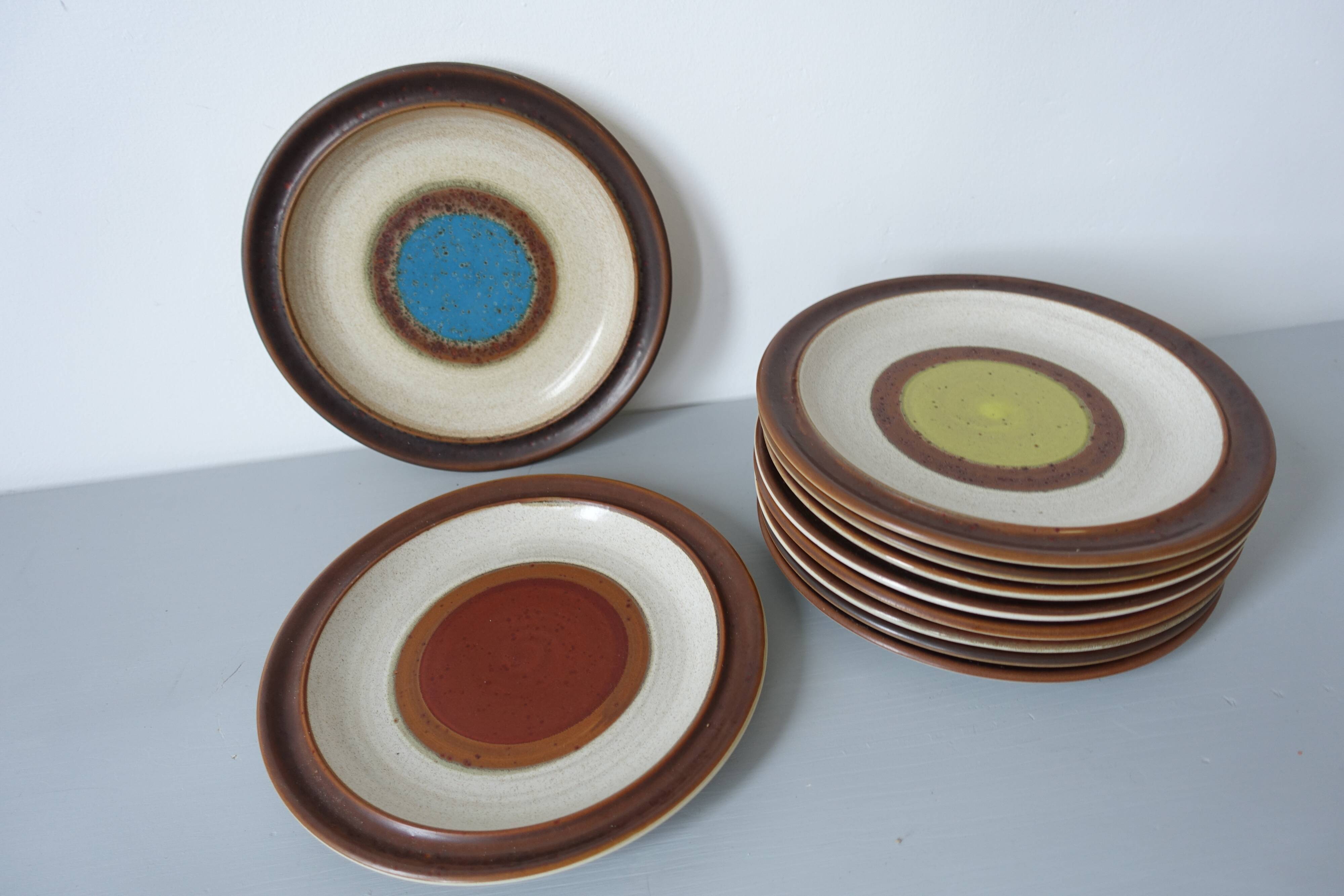 10 dessert plates in Denby enamelled stoneware made in England