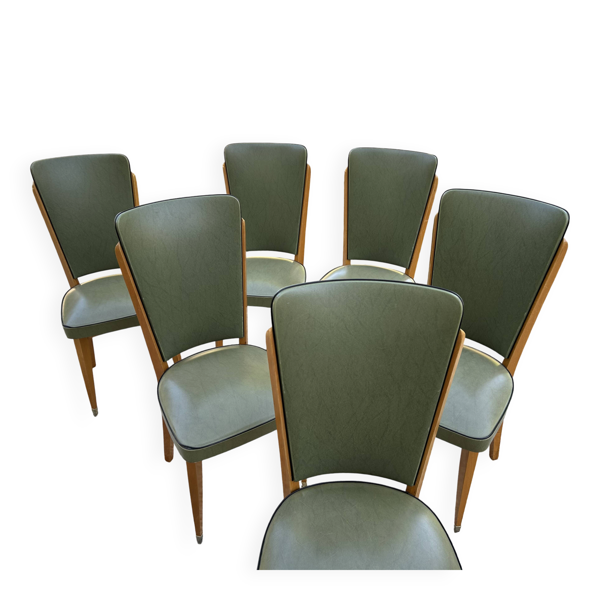 Green Skaï chair from the 1930s