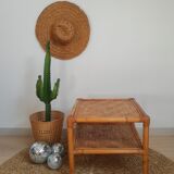 Square bamboo coffee table 70s - vintage