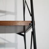 Vintage self-supporting teak and metal shelf 1960