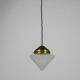 Up to 7 Art Deco brass pendant lights with conical glass shades, Vienna 1930s.