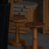 Set of 4 stools / bases in pine by Rainer Daumiller, Danish, mid-20th century, 1970.