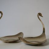 Paire cygnes ,poche , cygnes, laiton, vintage