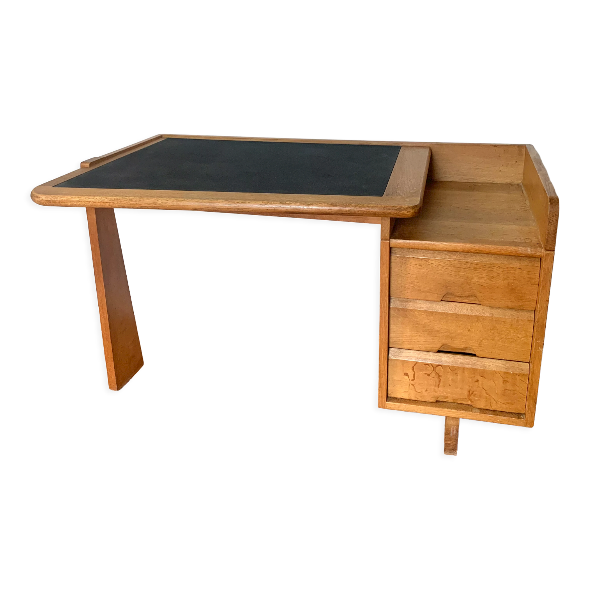 Solid oak desk Guillerme and Chambron 1960