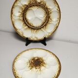 Vintage oyster / shellfish service of 10 plates + 1 dish in faience of longchamp france