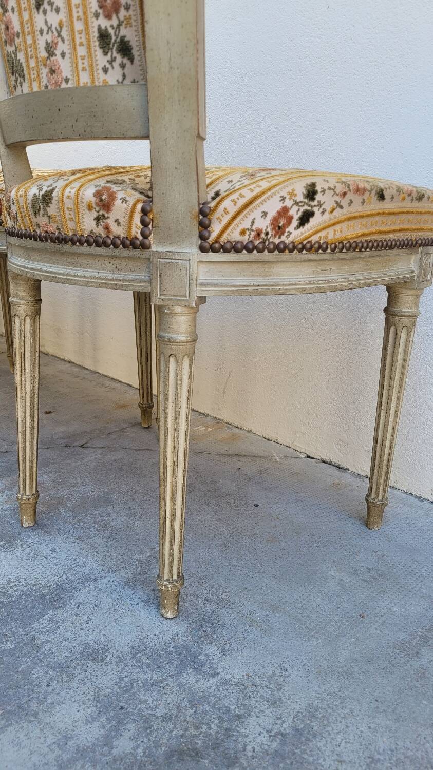 Series of 4 old Louis XVI style chairs