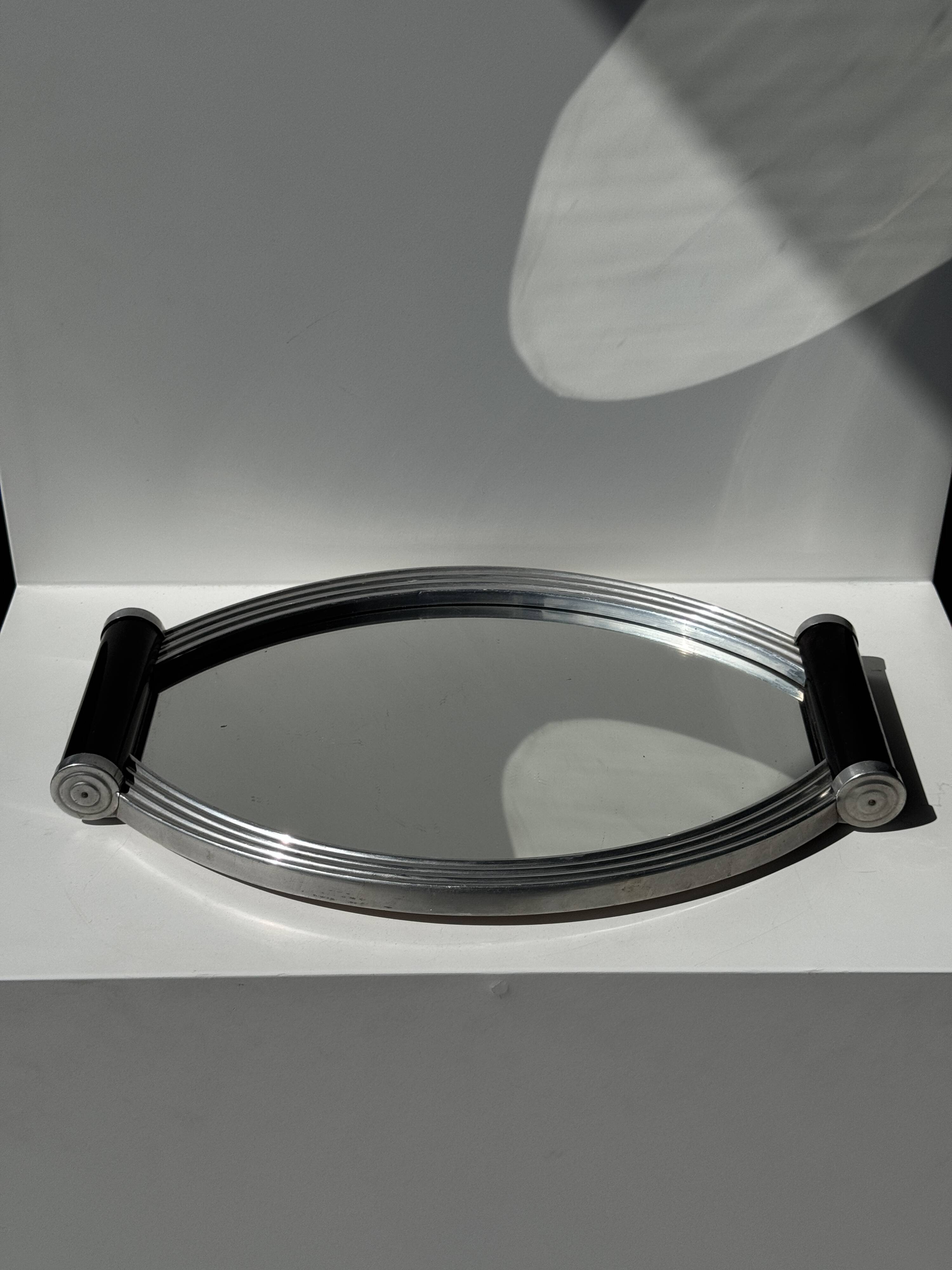 Vintage black two-handled mirror tray 26x38