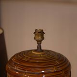 Ceramic lamp with bamboo decor, 1960s