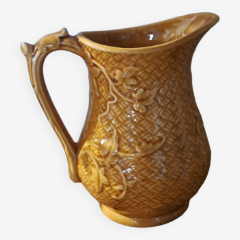 Sarreguemines foliage earthenware pitcher