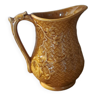Sarreguemines foliage earthenware pitcher