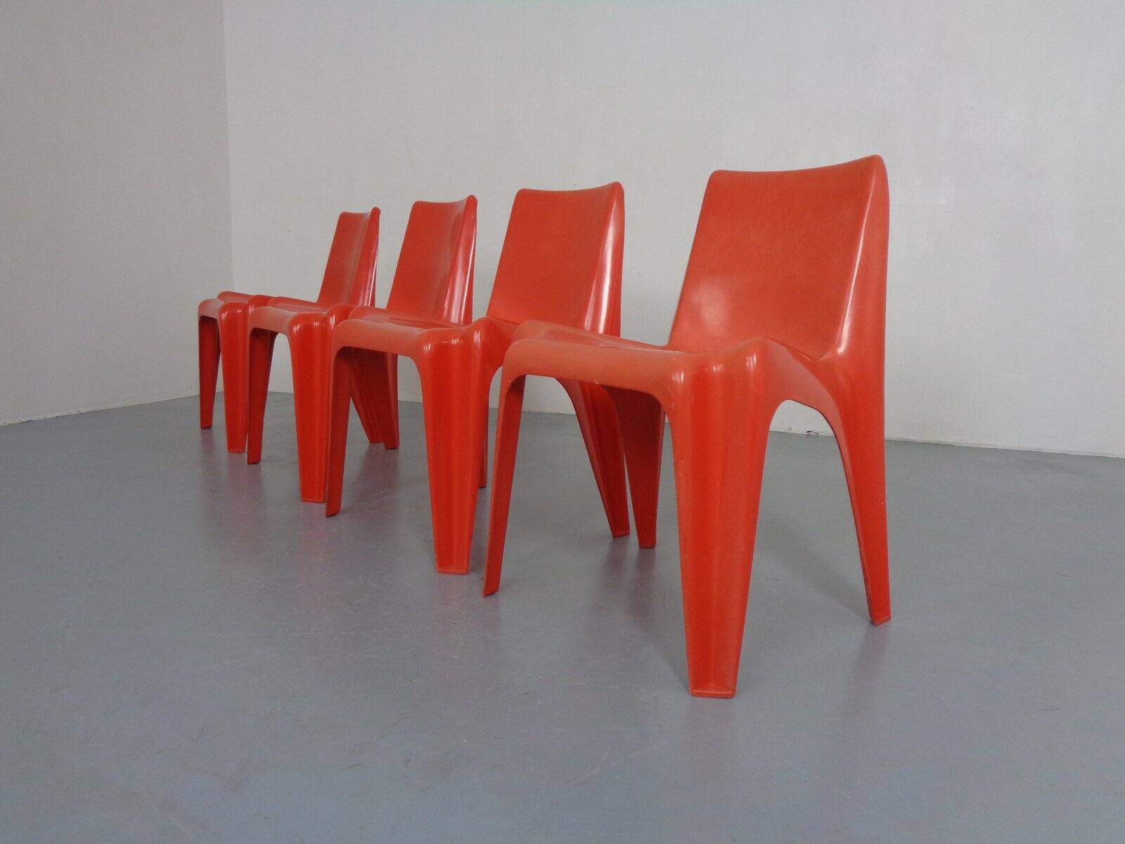 B1171 Fiberglass Stacking Chairs by Helmut Bätzner for Bofinger, 1960s, Set of 4