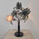 Hollywood Regency 5-Light Lotus Flower Table Lamp in Smoked Glass, 1980's