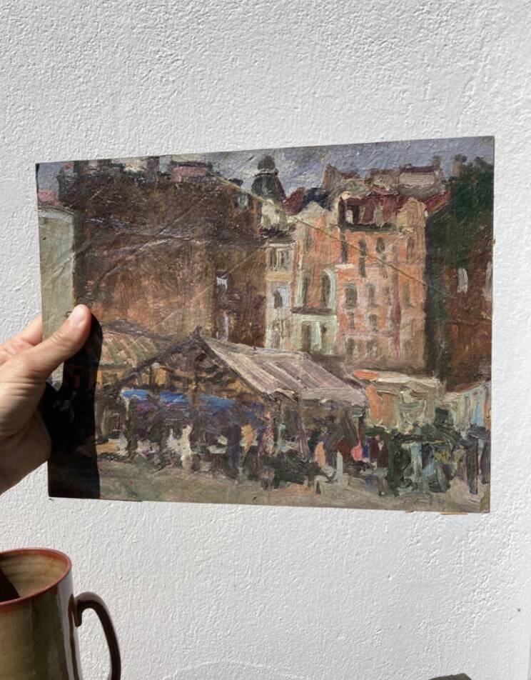 Place de Clichy Paris impressionist oil painting