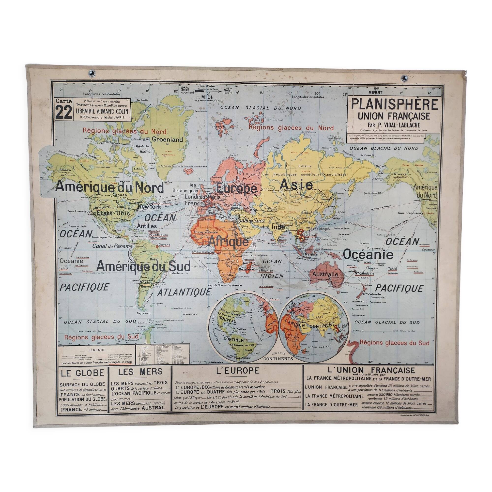 School wall map vidal lablache 22 and 22 bis