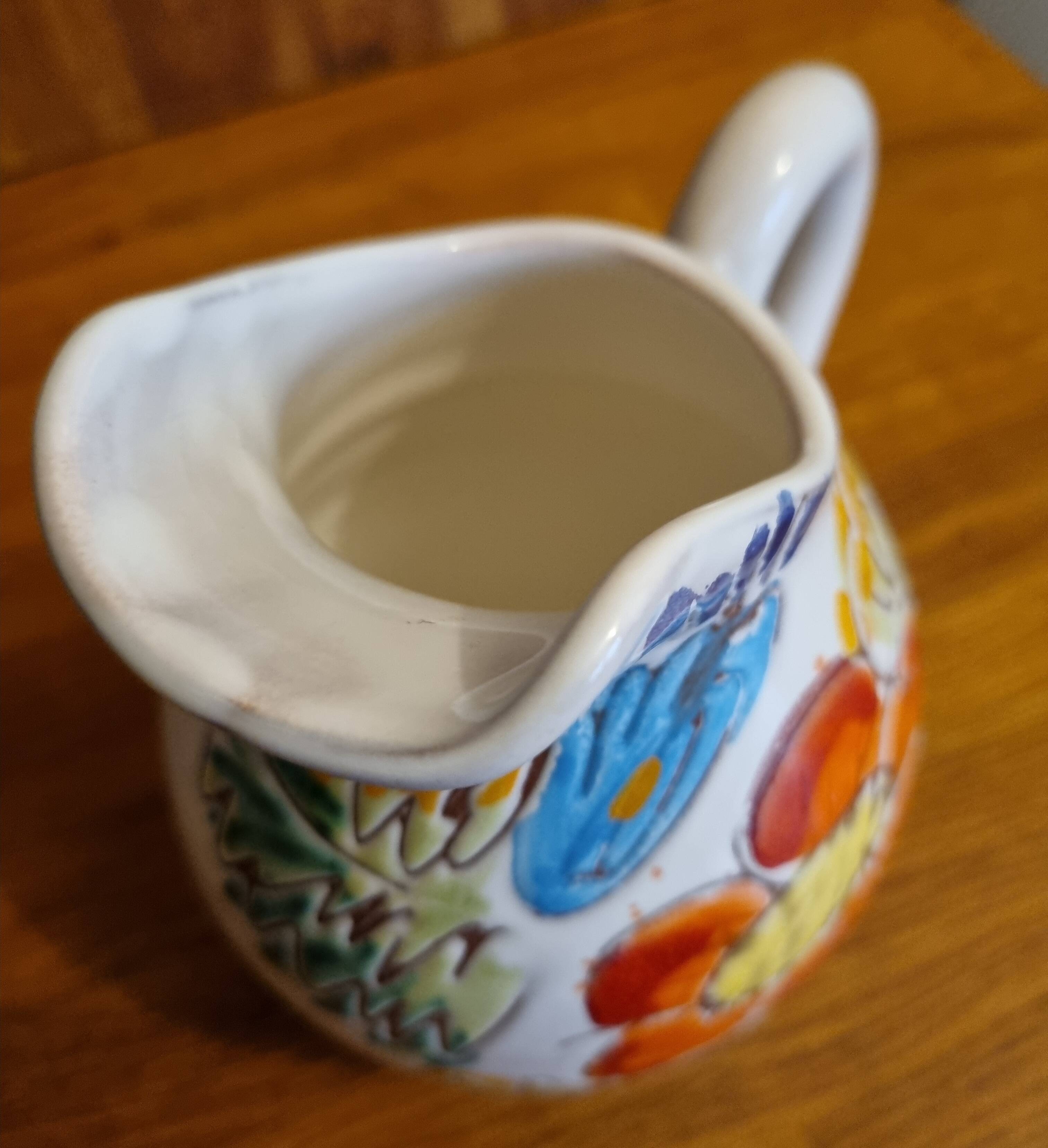 Vintage 50 cl Vallauris ceramic pitcher handmade with floral decor