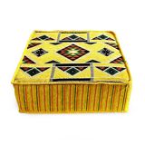 Turkish yellow floor sofa table, bohemian pouf