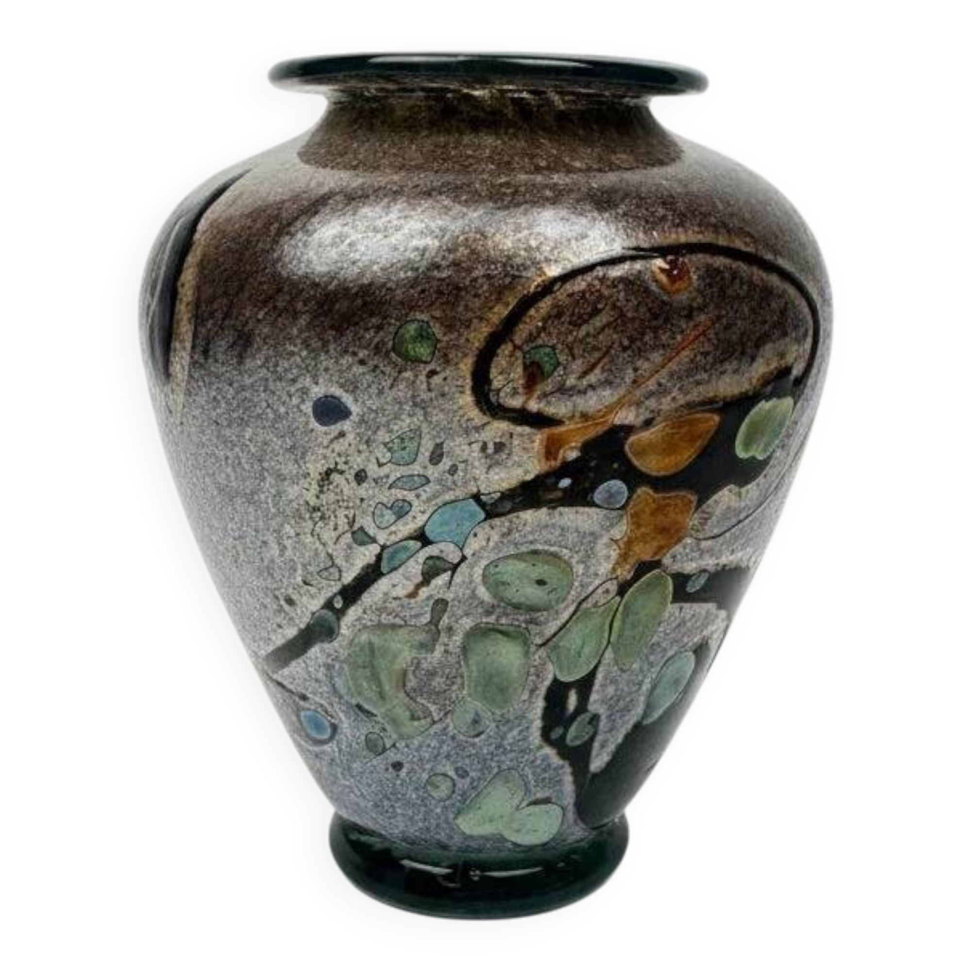 Art glass vase signed René Pierini – French studio glass, 1985