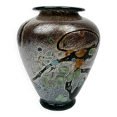 Art glass vase signed René Pierini – French studio glass, 1985