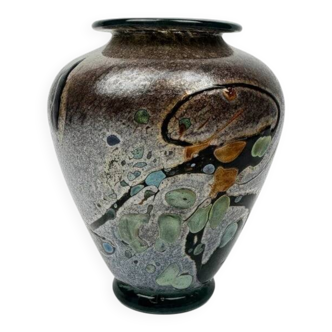 Art glass vase signed René Pierini – French studio glass, 1985