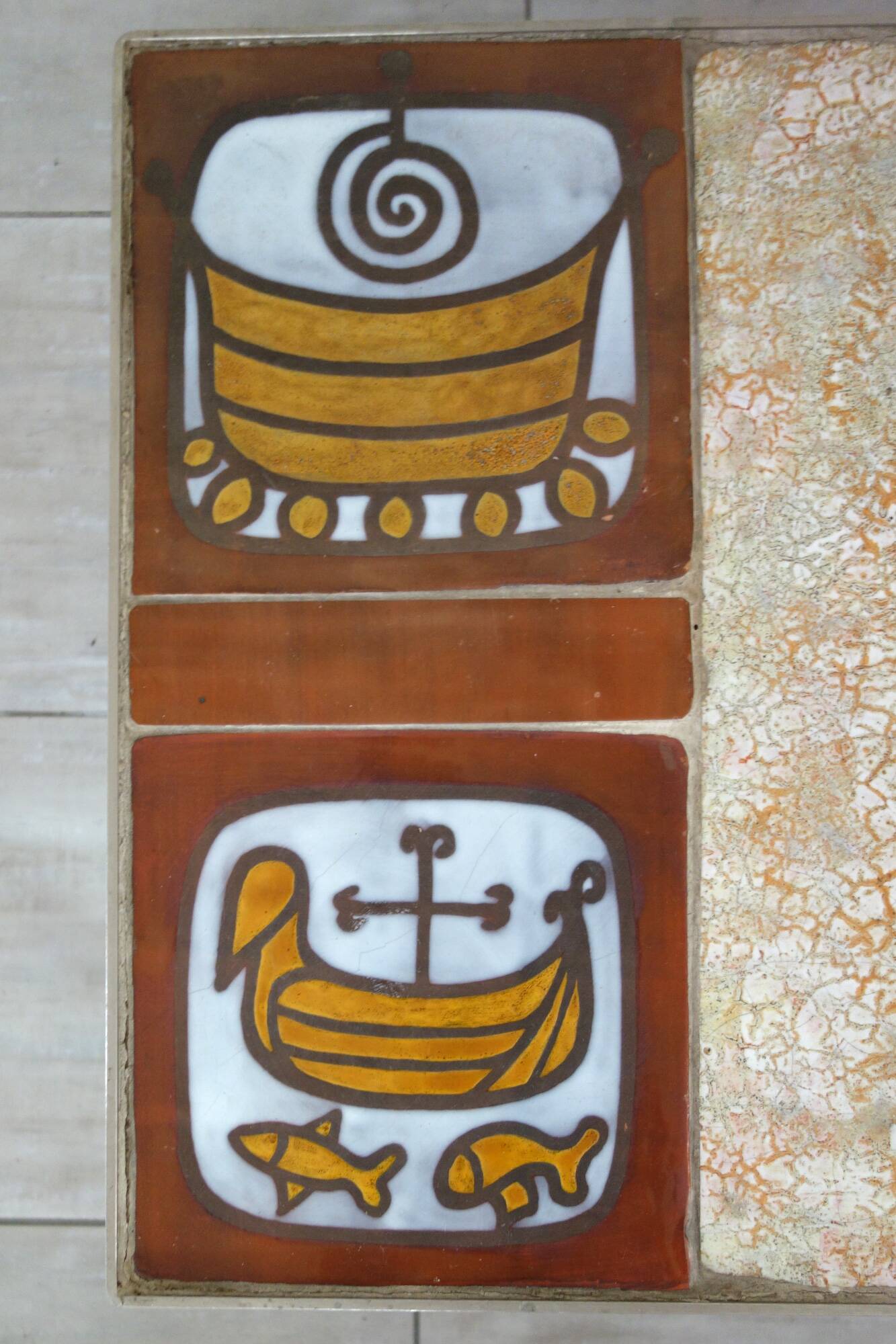 Jean Gregorieff coffee table for Roche Bobois, ceramic and brushed steel