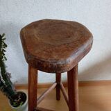 Vintage brutalist tripod high stool, 1950s