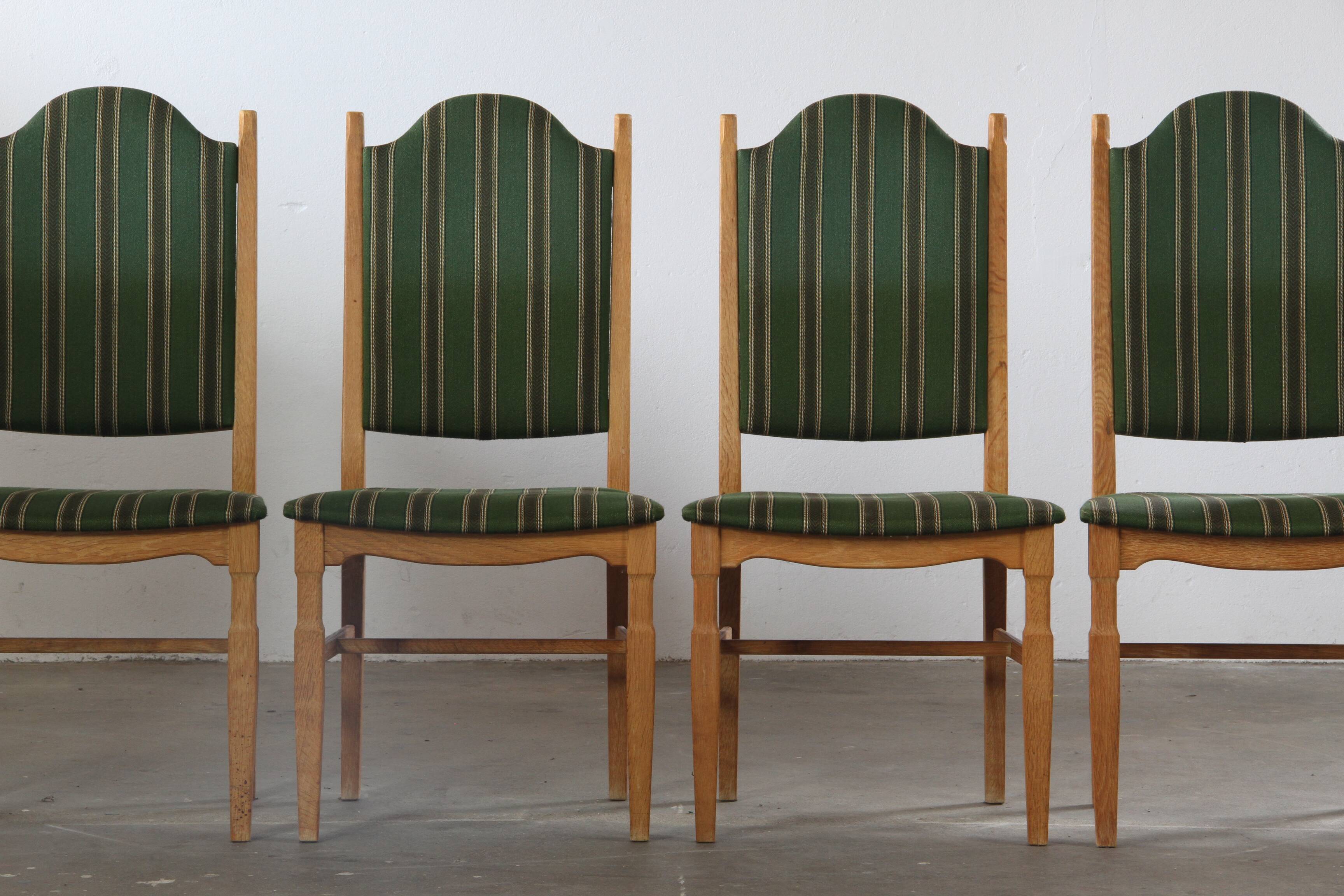 Vintage Danish Oak Dining Chairs, Henning Kjærnulf Style, 1960s, Set of 6