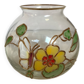 Tiffany stained glass round vase Nagel