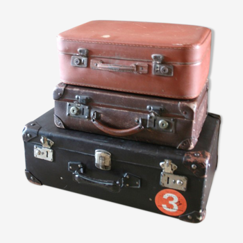 Ensemble de 3 valises vintage