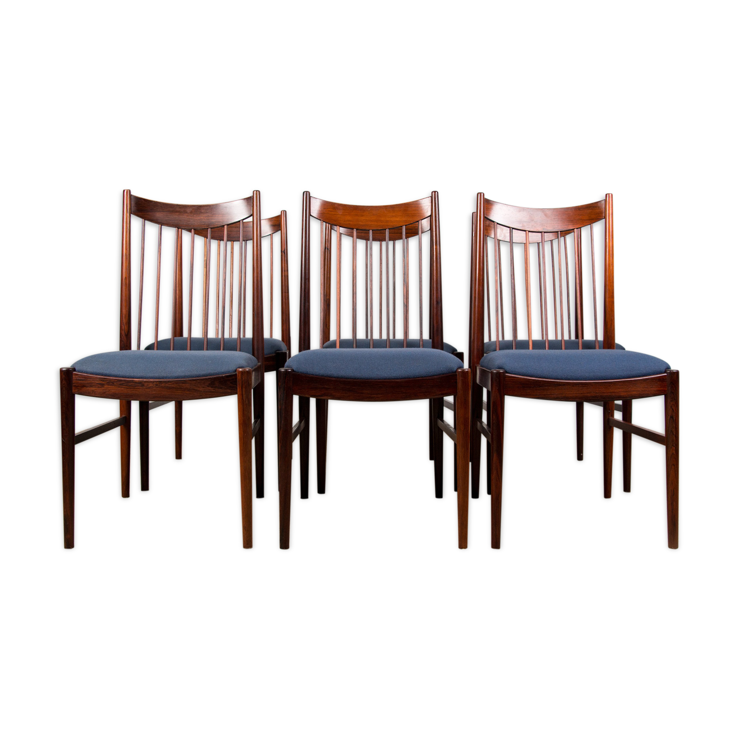 Series of 6 Danish chairs in Rio palissandre by Arne Vodder for Sibast 1960.