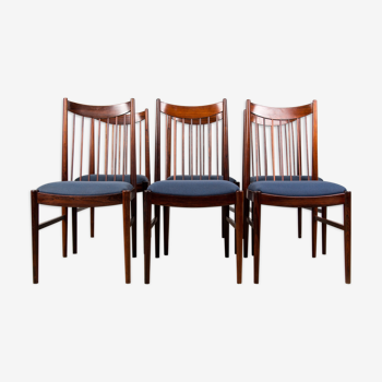Series of 6 Danish chairs in Rio palissandre by Arne Vodder for Sibast 1960.