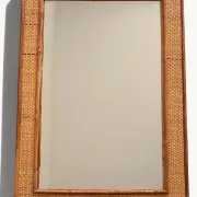 1970s Mid-Century Rattan and Pencil Reed Large Mirror, Spain