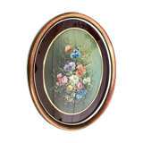 Curved oval frame – floral painting signed