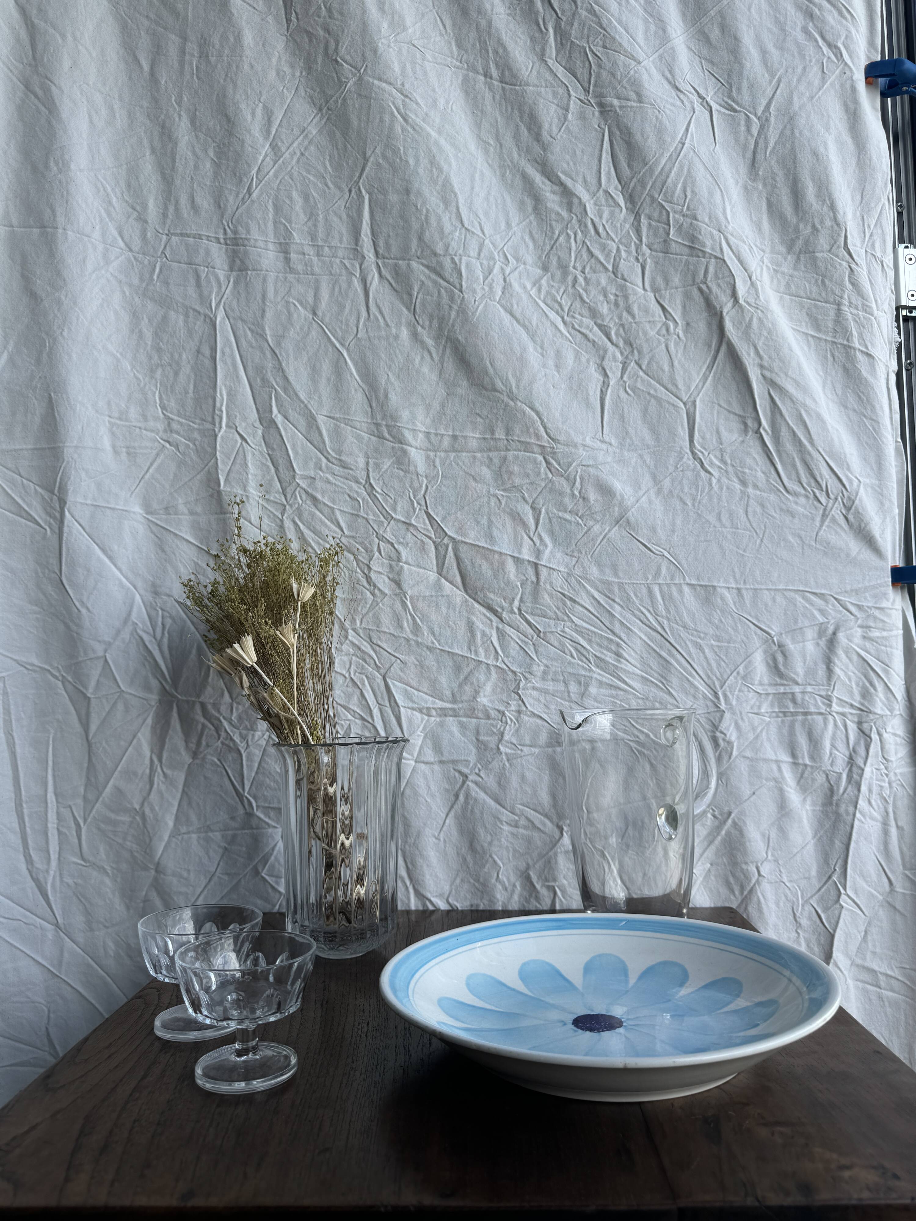Large fruit bowl, classic French glass dish