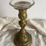 Grand bougeoir ancien en bronze  26 cm style Louis XV