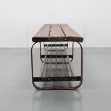 1970s Pine Tree Bench with Iron Base, Czechoslovakia
