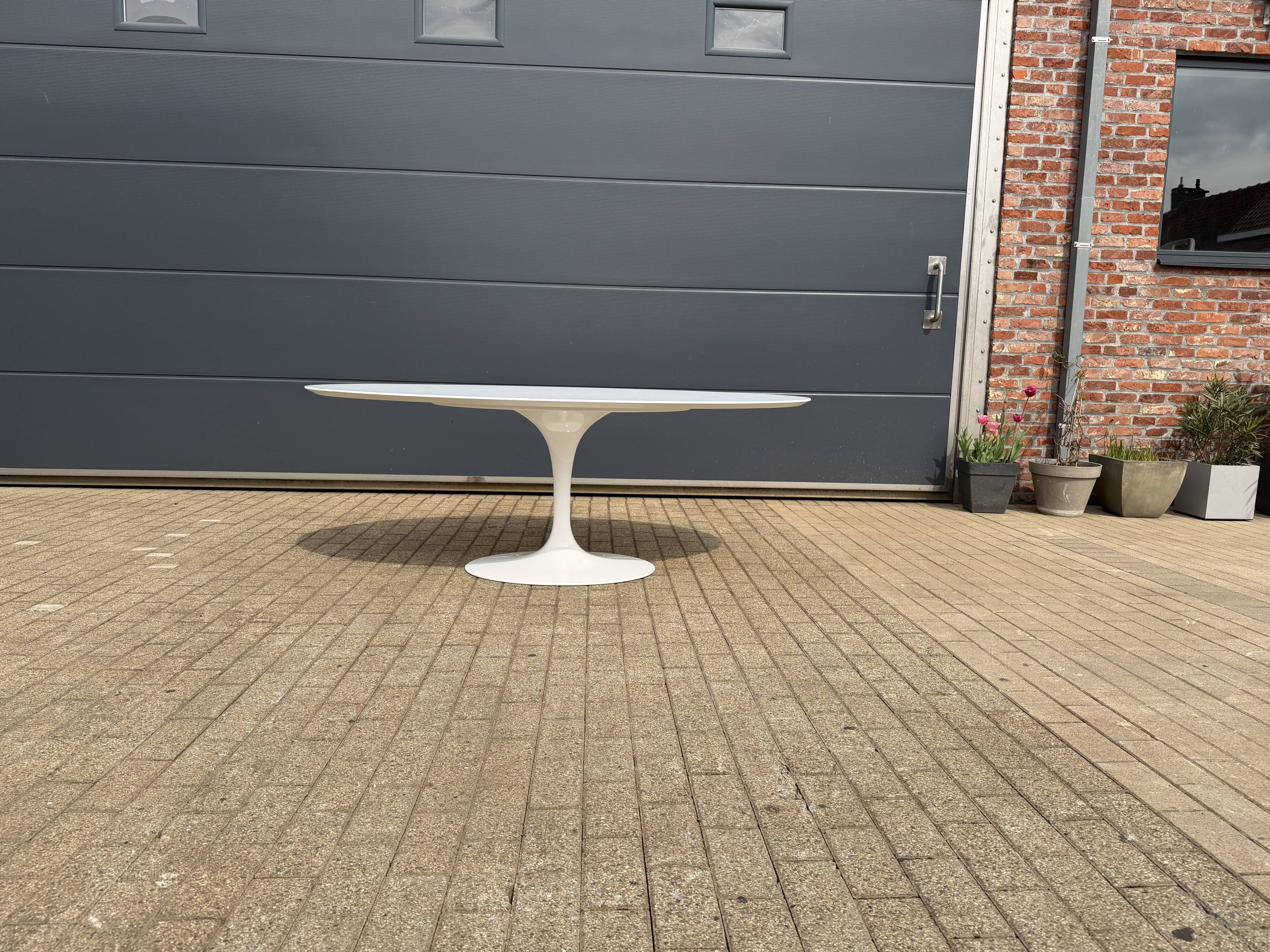 Original oval Tulip Knoll table 198cm white laminate, NEW in the box.