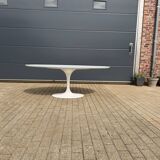 Original oval Tulip Knoll table 198cm white laminate, NEW in the box.